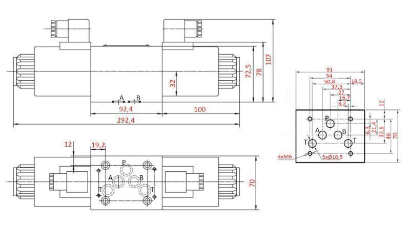 VALVOLA ELETTROMAGNETICA IDRAULICA KV-4/3 CETOP 5 12/24/230V N6