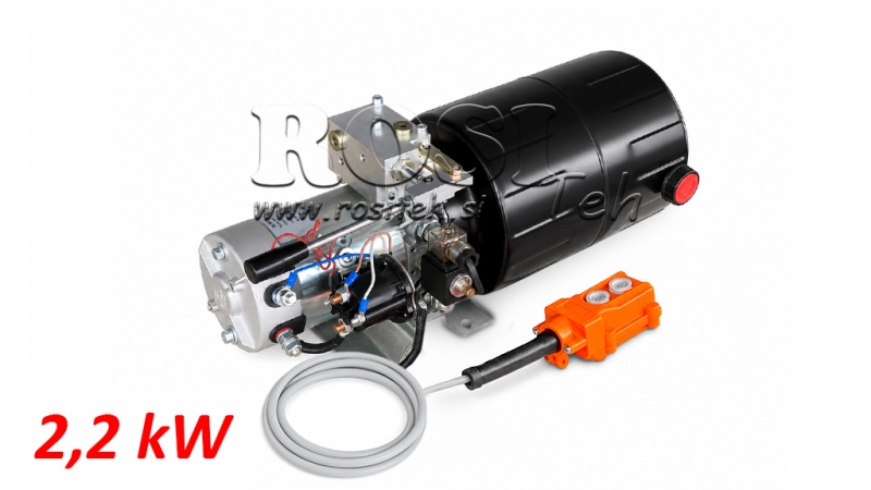 MINI HIDRAVLIČNI AGREGAT 24V DC - 2,2kW = 2,1cc - 8 lit - enosmerni sklop Z ROČNO ČRPALKO