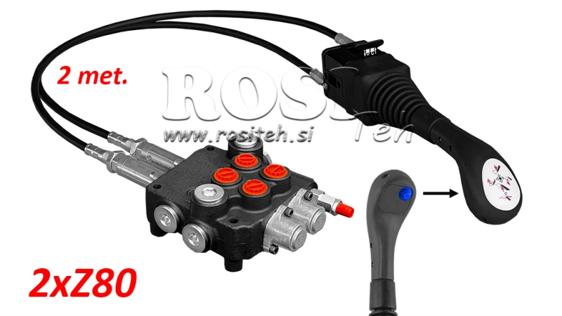 JOYSTICK 1x PULSANTE - CAVO BOWDEN 2 m + VALVOLA IDRAULICA 2xZ80