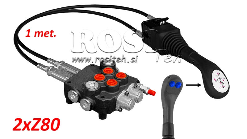 JOYSTICK 2x PULSANTE - CAVO BOWDEN 1 m + VALVOLA IDRAULICA 2xZ80