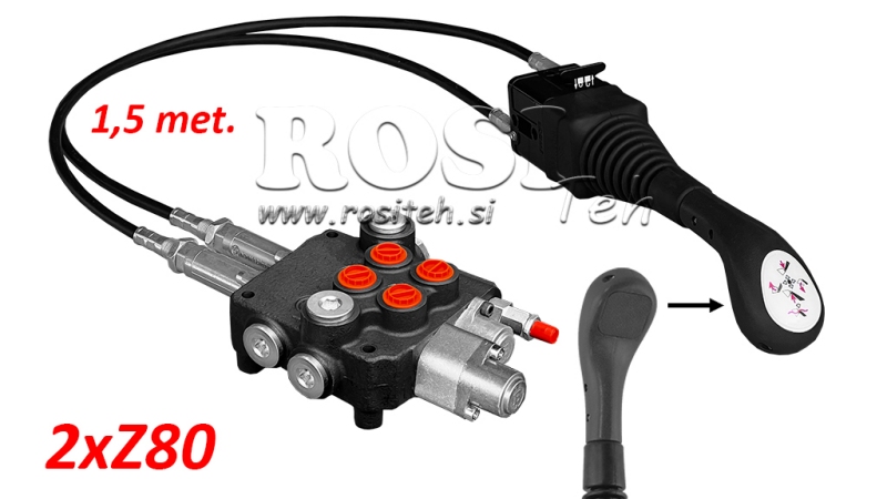 JOYSTICK SENZA PULSANTE - CAVO BOWDEN 1,5 m + VALVOLA IDRAULICA 2xZ80 + FUNZIONE FLOTTANTE