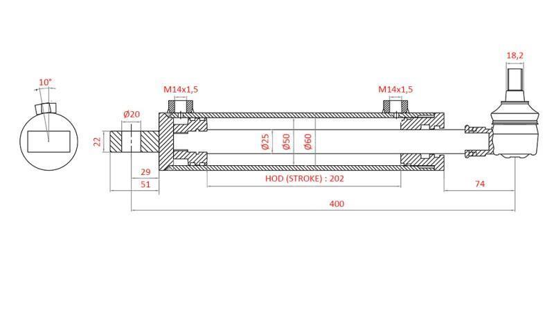 CYLINDRE DE DIRECTION HYDRAULIQUE FIAT-NEW HOLLAND OEM-5189891
