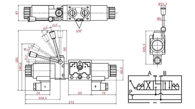 HYDRAULICKÝ MANUÁLNÍ A ELEKTROMAGNETICKÝ VENTIL YEAT-SOUČÁST 12V N6