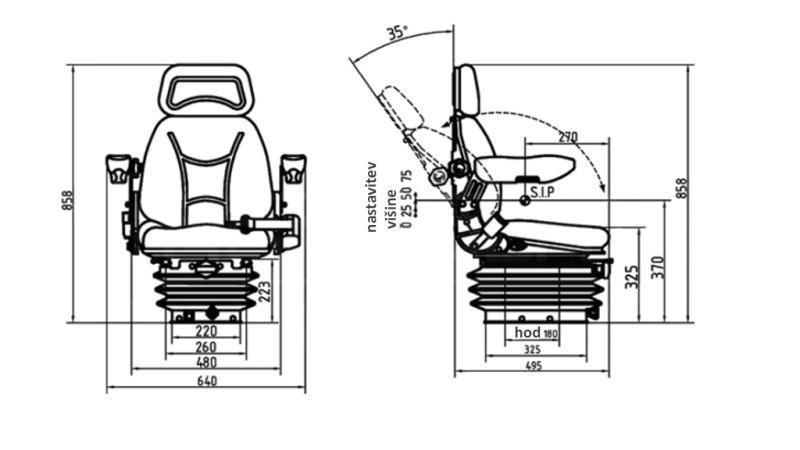 SEDILE UNIVERSALE PER TRACTOR E MACCHINE CON BRACCIO COMFORT