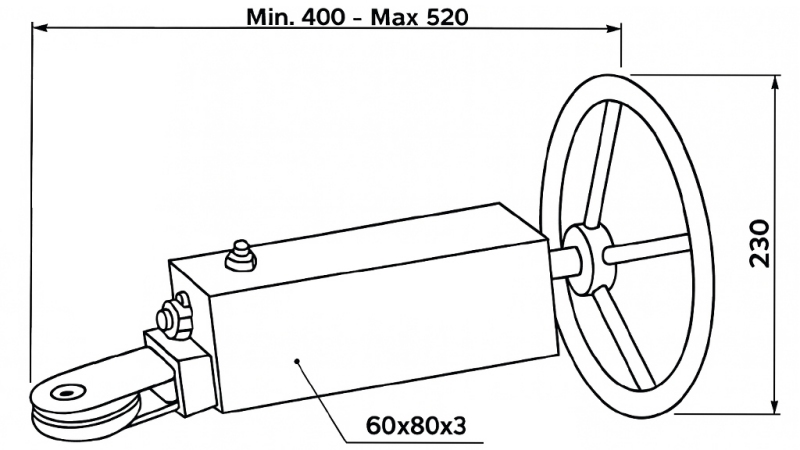 CABLE TENSIONER WITH WHEEL FOR TRAILER HAND BRAKE WITH PULLEY