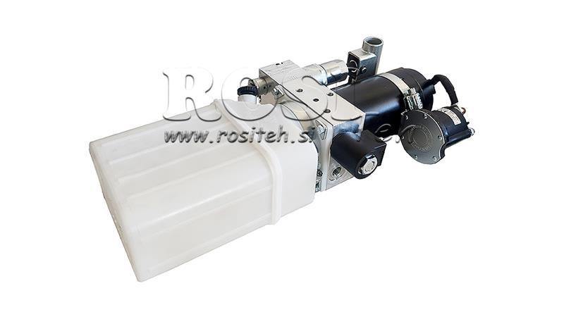 MINI HYDRAULICKÝ AGREGÁT 24V DC - 0.8kW = 0.5cc - 1.5 lit - jednofázová jednotka (PVC) s ruční pumpou