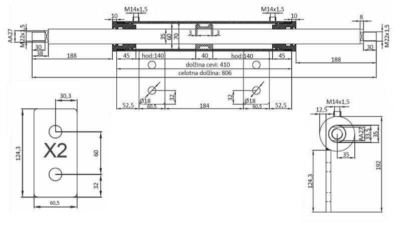 KORMÁNY HENGER KÉTOLDALÚ 60/35-250