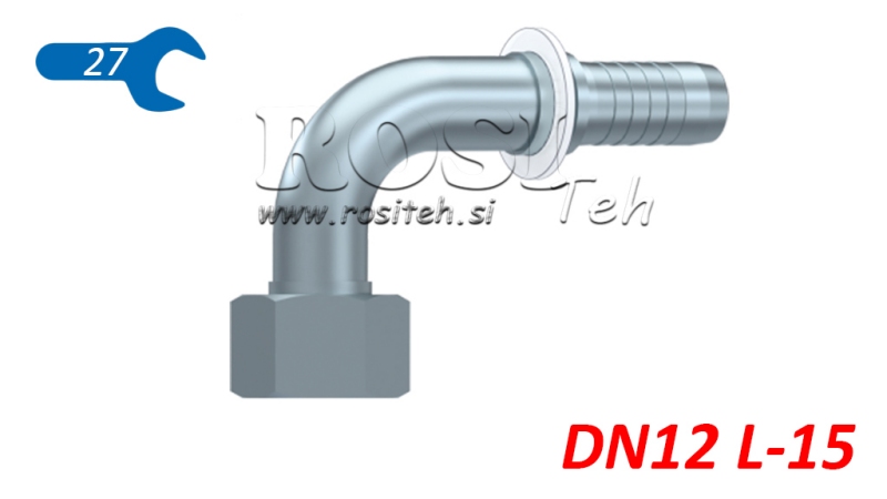 HYDRAULIC FITTING DKOL 15 L WITH FEMALE ELBOW 90 DN12-M22X1.5