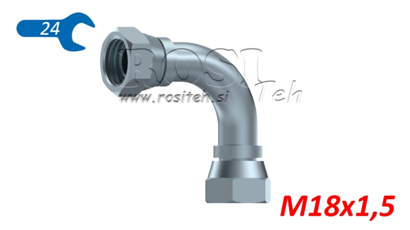 HYDRAULICKÝ KOLENO 90° ŽENSKÉ-ŽENSKÉ M18X1.5