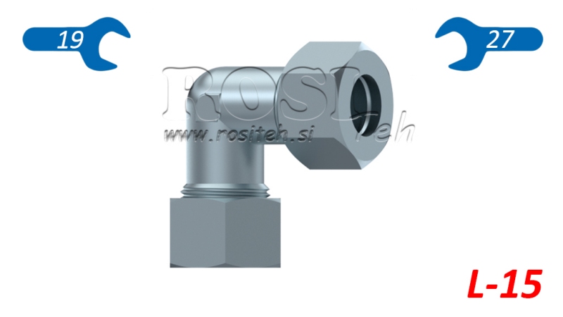 COUDE HYDRAULIQUE L-15 AVEC ÉCROU