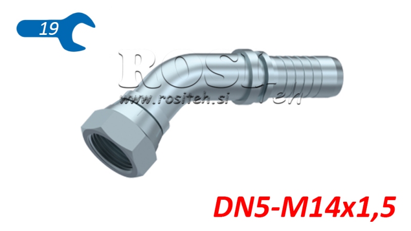 GIUNZIONE IDRAULICA BSP FEMMINA A 45° DN5-M14X1,5