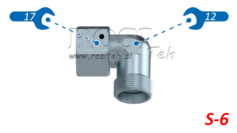 GOMITO IDRAULICO 90° S-6 CON DADO GIREVOLE M14X1,5