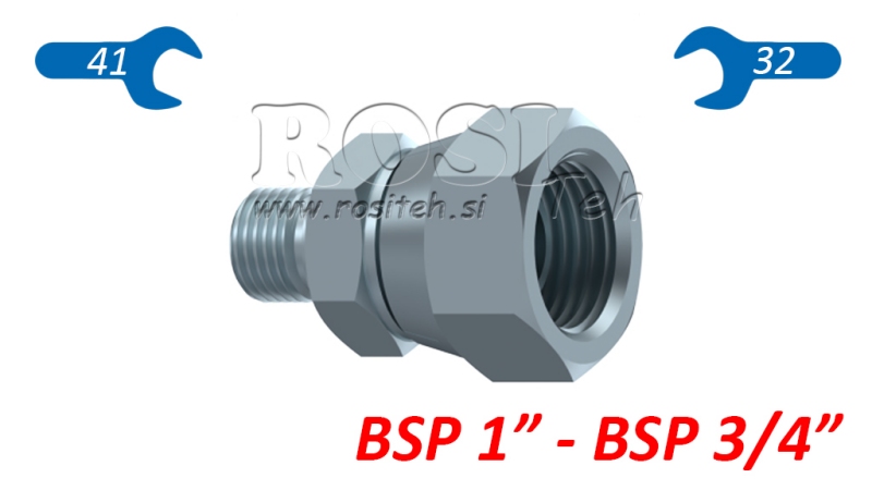 RIDUTTORE IDRAULICO CON DADO GIREVOLE BSP  1-BSP 3/4