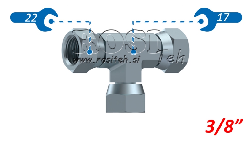 RACCORDO A T CON DADO GIREVOLE BSP 3/8