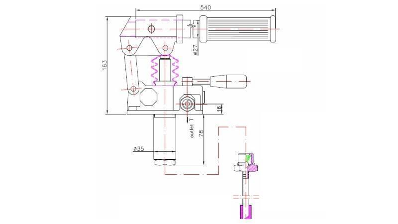 HAND PUMP 12CC -DD- DOUBLE DIRECTION - dimensions
