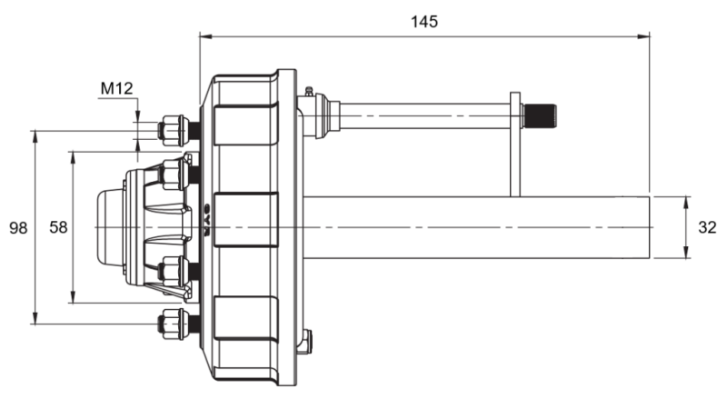 SEMIALBERO CON FRENI - 450 kg (4 VITI) - 145 mm