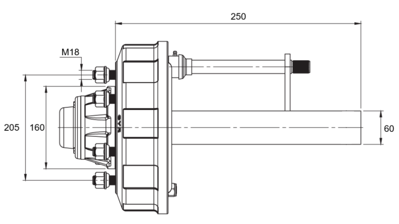 SEMIALBERO CON FRENI - 2700 kg (6 VITI) - 250 mm