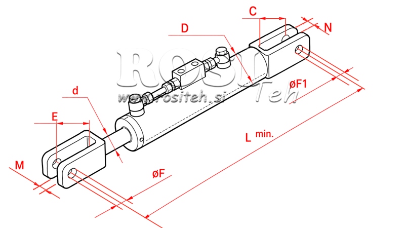 BRACCIO LATERALE IDRAULICO SOLLEVATORE - HURLIMANN 70/35min.550 tipo (1) fi 24/