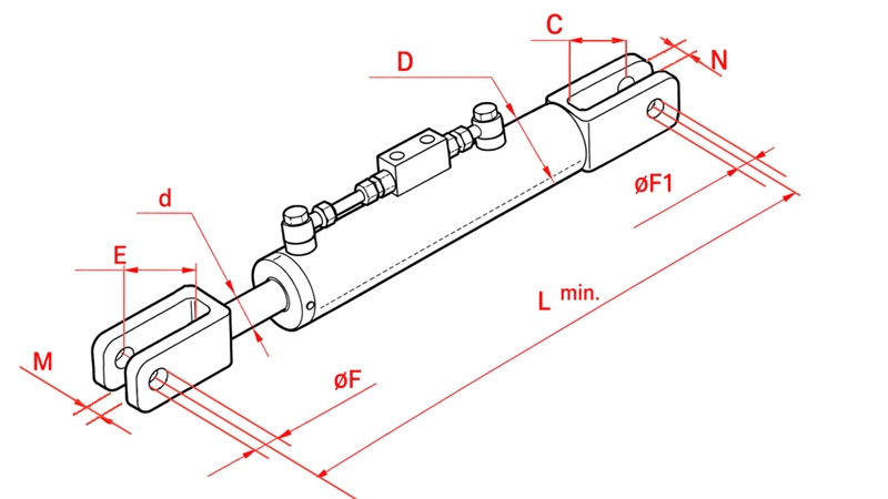 BRACCIO LATERALE IDRAULICO SOLLEVATORE - CASE-IH 80/40min.610 tipo (1) fi 19/16