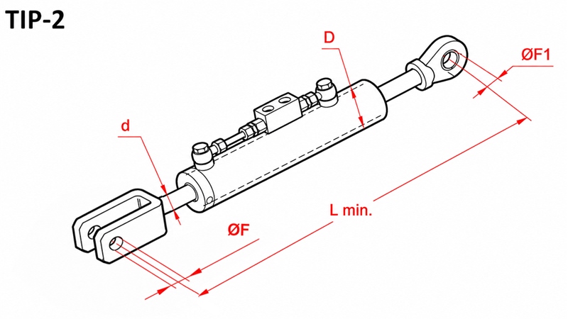 BRACCIO LATERALE IDRAULICO SOLLEVATORE - CASE-IH 80/40min.550 tipo (2) fi 25/25