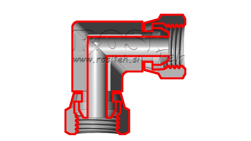GOMITO CORTO IDRAULICO 90° CON DOPPIO DADO GIREVOLE BSP 1/4