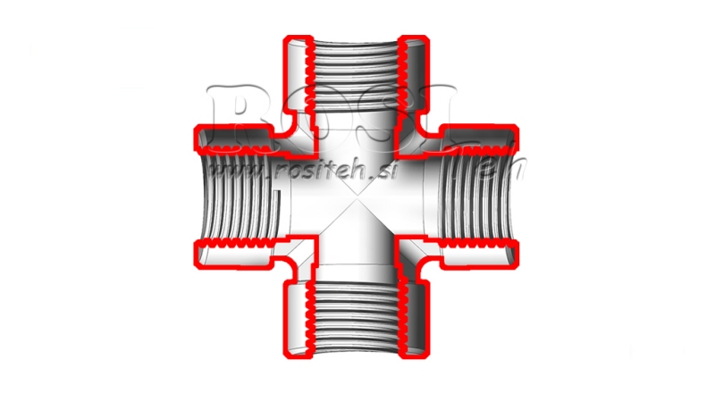RACCORDO A CROCE IDRAULICO FEMMINA BSP 3/4