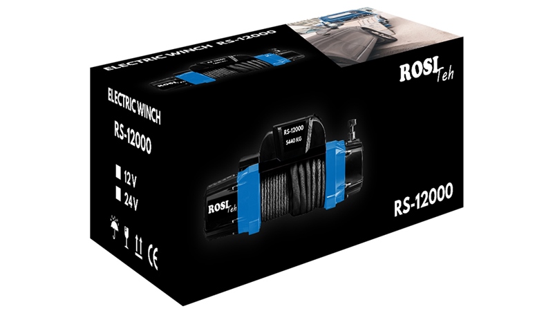 24 V ELECTRIC WINCH RS-12000 - 5440 kg - SYNTHETIC ROPE - ECO