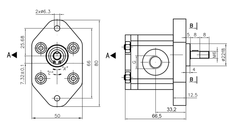 HYDRAULIKKPUMPE 00A1.5X032 GR.0 - 1,5cc - VENSTRE
