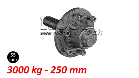 SEMIALBERO SENZA FRENI - 3000 kg (6 VITI) - 250 mm