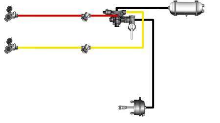 SET DI FRENI AD ARIA PER RIMORCHIO COMPLETO SISTEMA A DOPPIO CIRCUITO 1 CILINDRO