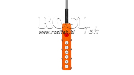 TELECOMANDO 6 TASTI + INTERRUTTORE DI EMERGENZA IN CUSTODIA CON CAVO