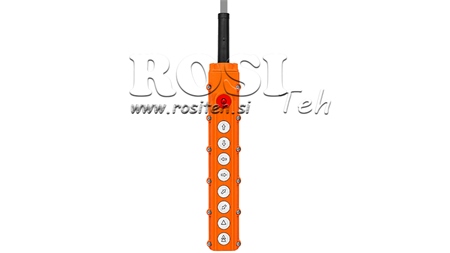 TELECOMANDO 6 TASTI + INTERRUTTORE DI EMERGENZA IN CUSTODIA CON CAVO