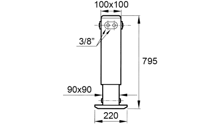 DOUBLE-ACTING HYDRAULIC SUPPORT LEG (100x100x795 mm) - STROKE 500 mm - 3.800 kg
