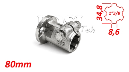 PTO ADAPTER WITH FLANGE 3 HOLES AND PIN 1-3/8 (80 mm)