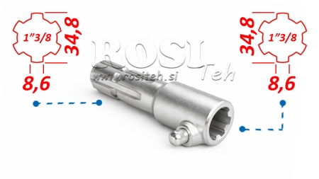 P.T.O. ADAPTER WITH PIN from 1”3/8 to 1”3/8