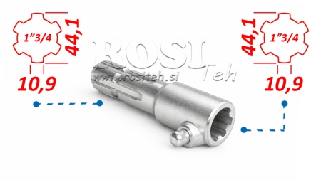 P.T.O. ADAPTER MED PIN fra 1”3/4 til 1”3/4