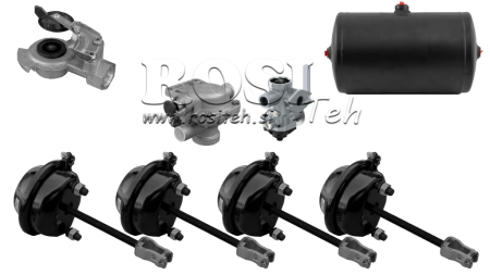 SET ZRAČNIH KOČNICA ZA PRIKOLICU KOMPLET JEDNOKRUŽNI SISTEM 4 CILINDRI