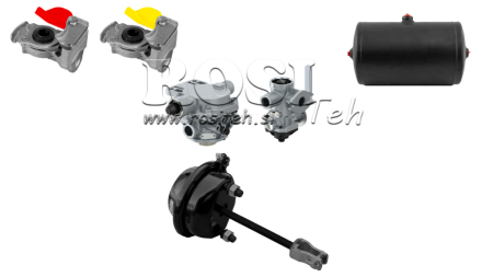 SET DI FRENI AD ARIA PER RIMORCHIO COMPLETO SISTEMA A DOPPIO CIRCUITO 1 CILINDRO