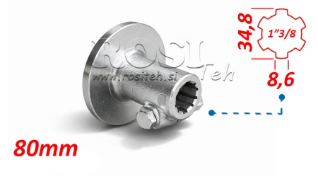 PTO ADAPTER WITH FLANGE AND PIN 1-3/8 (80 mm)