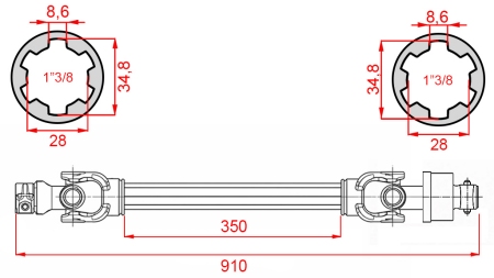 ARBRE À CARDAN ECO 910mm 30-75HP AVEC ROUE LIBRE