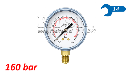 MANOMETER DN63 VERTIKAL 0 - 160 BAR - 1/4