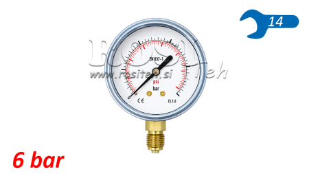 MANOMETRO DN63 VERTICAL 0 - 6 BAR - 1/4