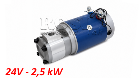 HYDRAULIKKOPPLUNG PUMPE GR.1 + ELEKTROMOTOR 24V 2,5kW = 2,5cc - 6,6lit