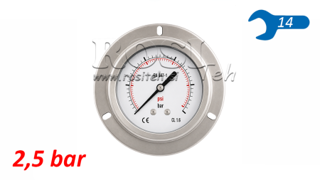 MANOMETRO DN63 REAR 0 - 2,5 BAR - 1/4