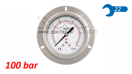 MANOMETR DN100 ZADNÍ 0 - 100 BAR - 1/2