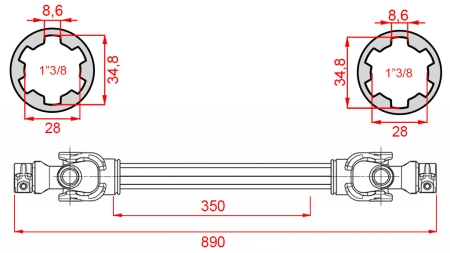 ECO KARDANSKA OSOVINA 890mm 30-75KS STANDARD
