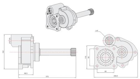 Dessin technique POMPE HYDRAULIQUE - MERCEDES G3/65-90 UNIMOG