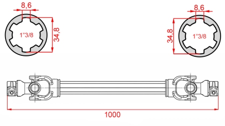 EIXO CARDÃ CERTIFICADO CE PROFI LINE CAT.6 COMPRIMENTO 1000mm