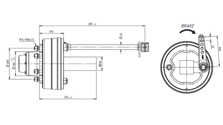 PUOLI-AKSELIT JARRUILLA 5.250 KG L.290 MM