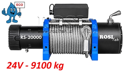 24 V VERRICELLO ELETTRICO RS-20000 - 9100 KG - FUNE D'ACCIAIO - ECO
